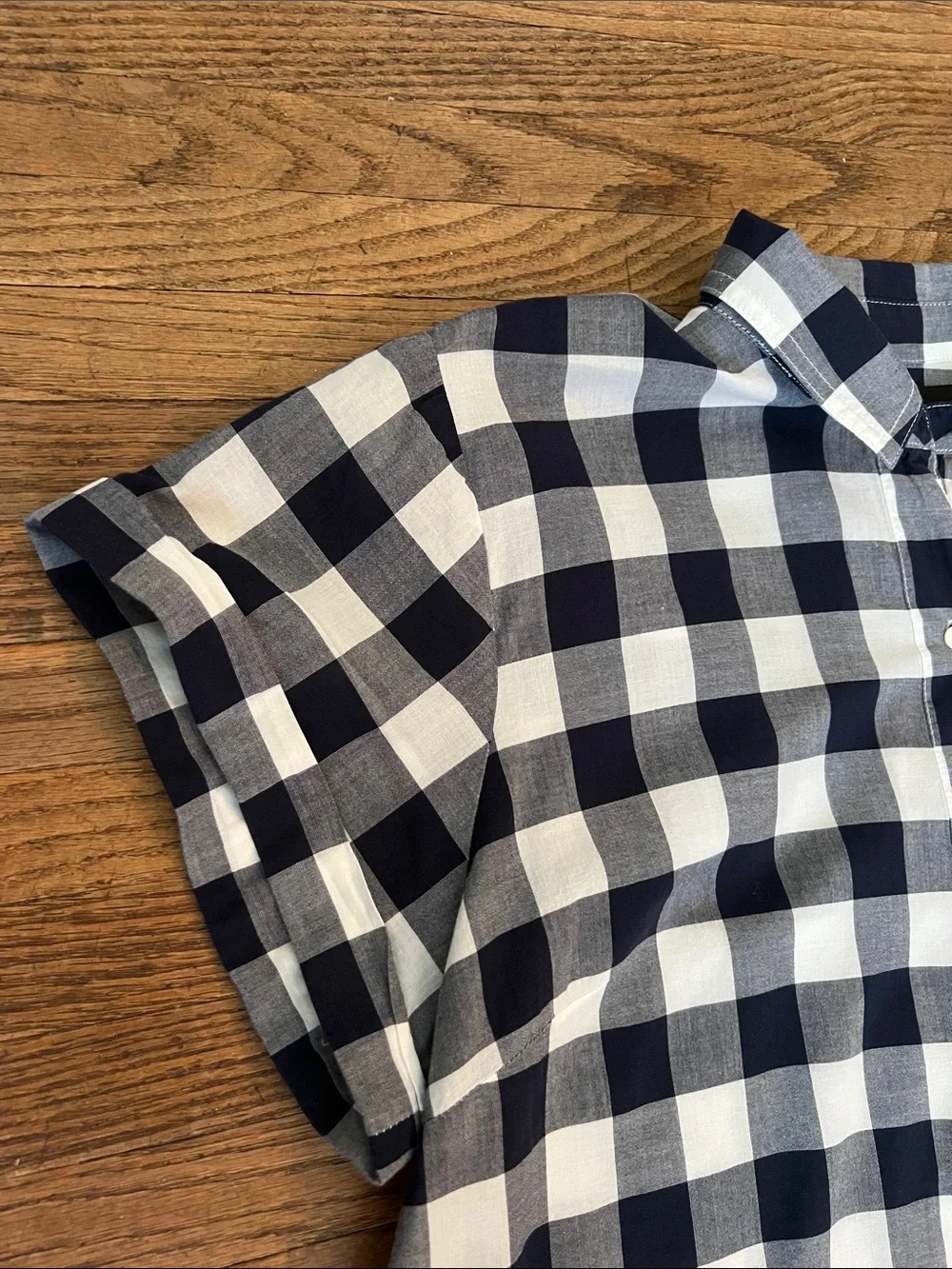Women’s J.Crew Mercantile Navy/White Short Sleeve Button Pullover